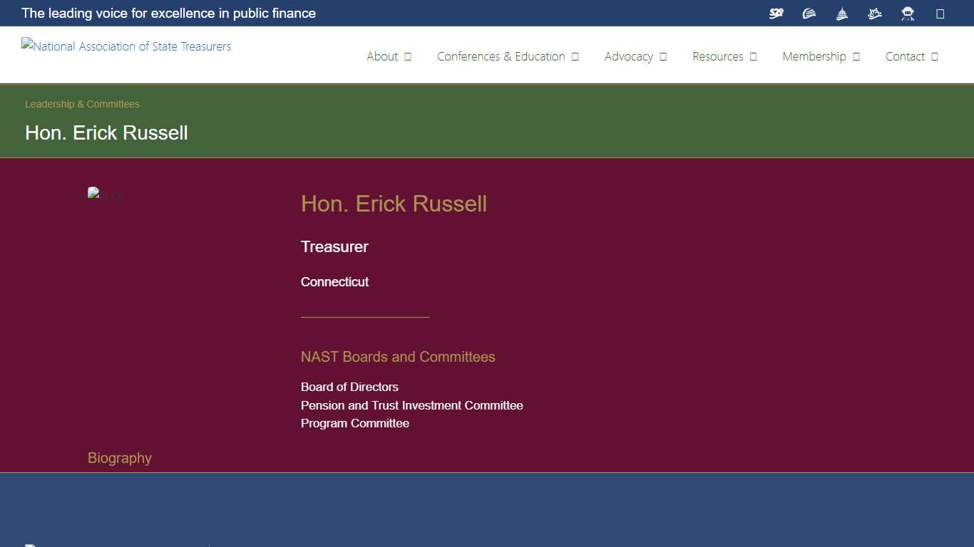 Hon. Erick Russell - National Association of State Treasurers (NAST)
